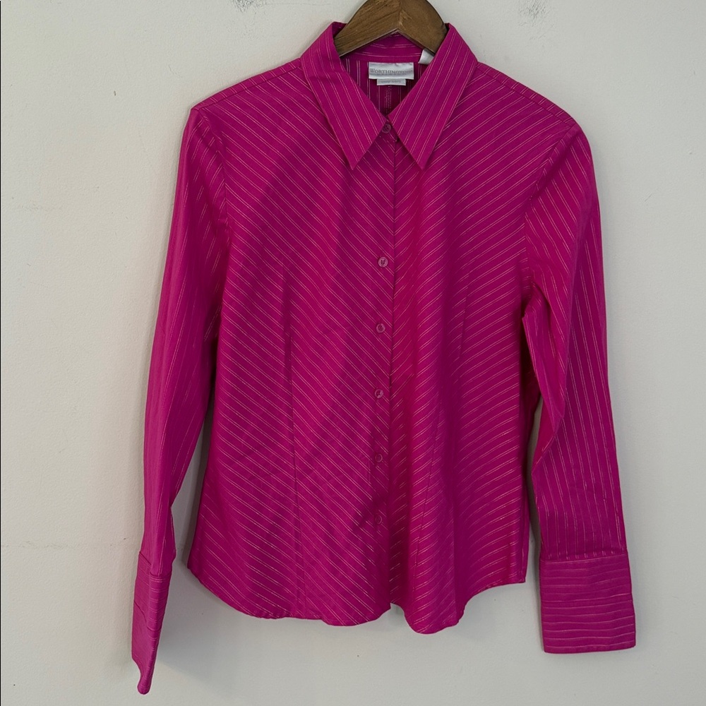 Women's Pink Striped Button-Up Shirt